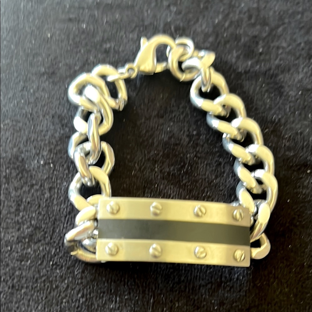 Silver and black Chain Bracelet